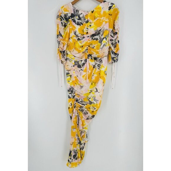 Alice McCall Soiree Saffron Floral Asymmetrical Midi Dress Women’s 6 EUC - Picture 2 of 9